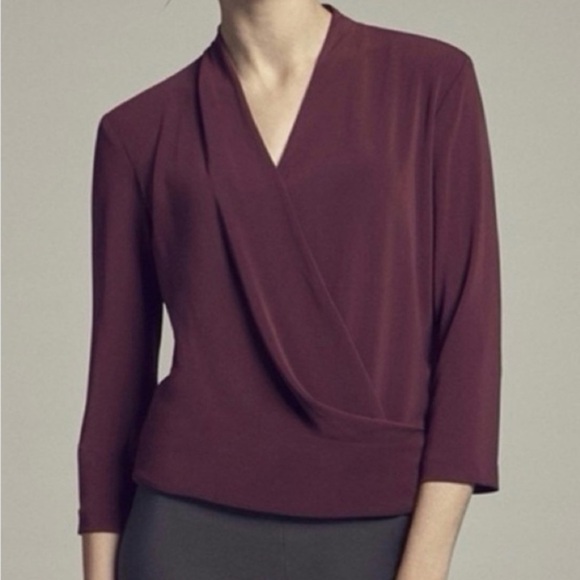 MM. LaFleur Tops - MM Lafleur The Deneuve Blackberry V Neck Crossover Top Knit Crêpe Stretch Small